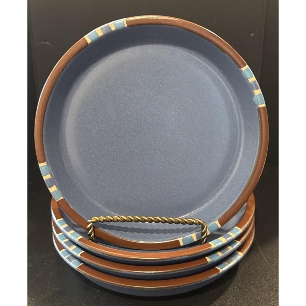 Dansk Mesa Sky Blue Salad Plates Plate Stoneware Rimmed Southwestern Set Of 4